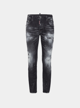 原创设计欧美风格D2牛仔裤男士破洞泼墨个性时尚修身小脚裤JEANS