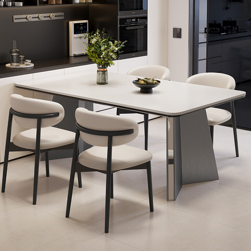 岩板餐桌现代简约客厅长方形饭桌