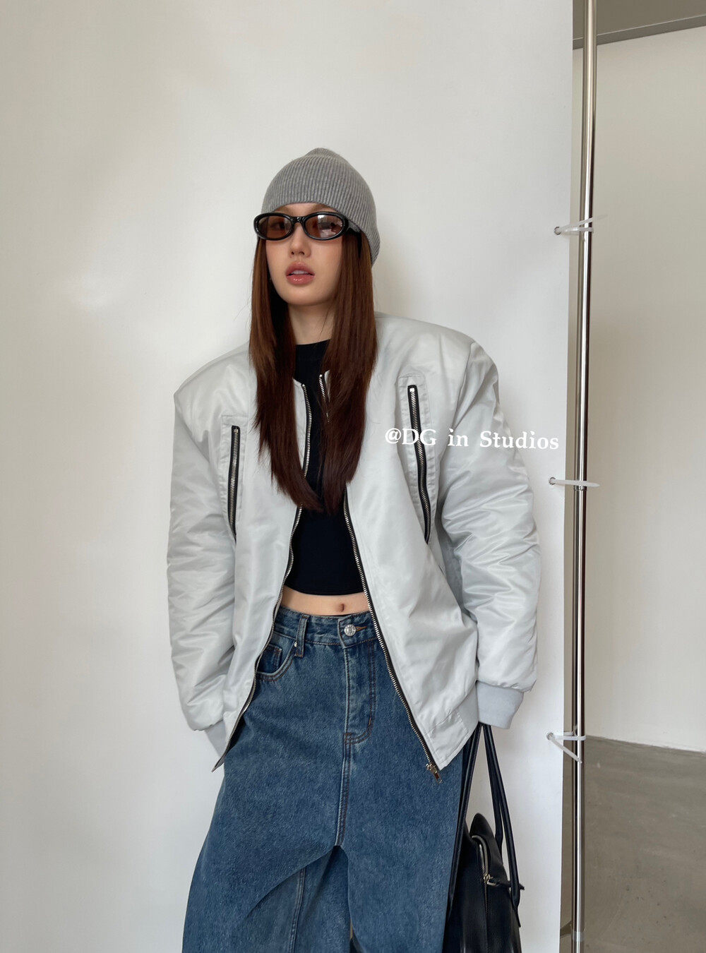 DG正版2025冬季新款韩版洋气百搭ins拉链纯色宽松夹克棉服外套女