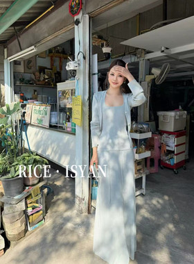 RICE正版2026春夏新款韩版洋气时尚纯色针织背心+短款针织开衫女