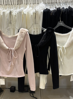 Simida正版2025冬季新款韩版洋气时尚小众毛领前后两穿长袖上衣女