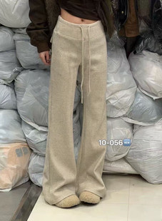 洋气百搭ins高腰抽绳显瘦纯色直筒休闲裤 韩版 女 2025冬季 WHT正版