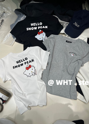 WHT正版2026春夏新款韩版洋气百搭ins字母背部图案印花短袖T恤女