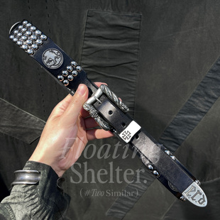 ERD忧郁的富二代#再见弗兰基-人像浮雕硬币叛逆朋克铆钉装饰腰带