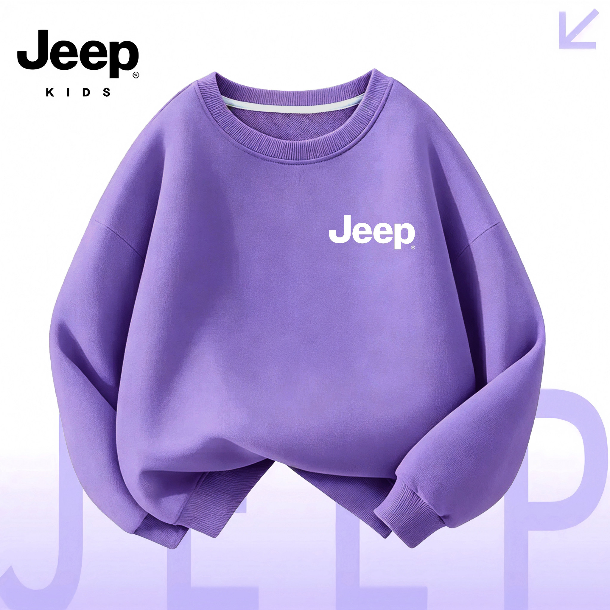 JEEP/吉普紫色圆领户外拍照卫衣/绒衫