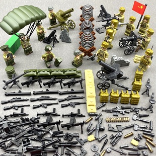 男孩益智玩具军事朝鲜战争长津湖志愿军美国大兵装甲伞兵拼装积木
