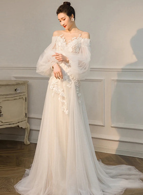 定制法式复古浪漫优雅淑女名媛风轻婚纱气质新娘超仙森系梦幻斯艾