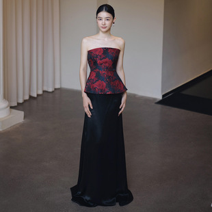 高级定制新中式 漫缘 复古晨袍新娘敬酒服抹胸迎宾订婚礼服奢华套装