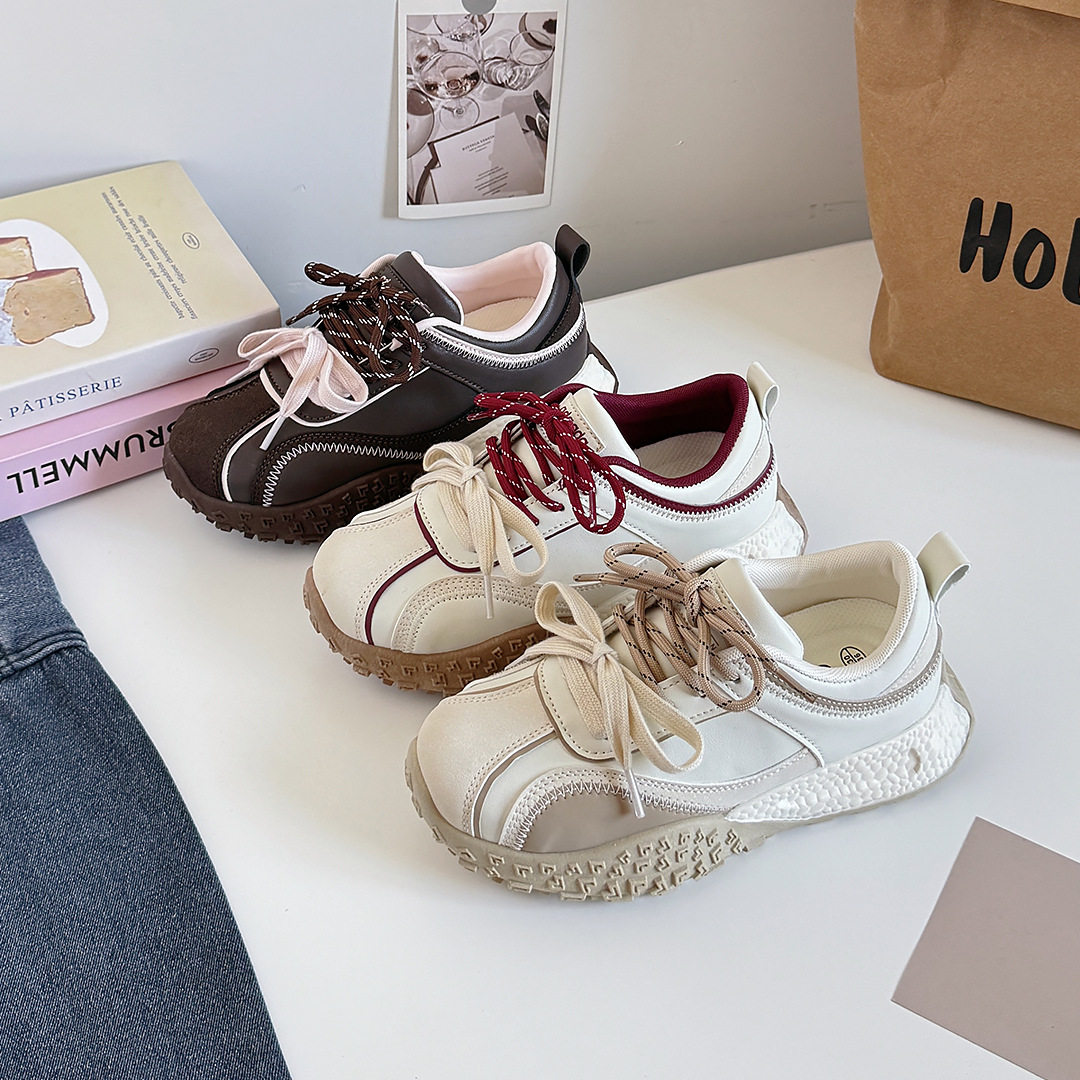 厚底增高休闲德训鞋女2025秋季新款百搭休闲运动板鞋阿甘鞋A6089