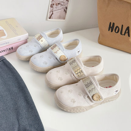 美式休闲勃肯鞋女2025新款懒人鞋一脚蹬魔术贴休闲平底鞋BE-6953