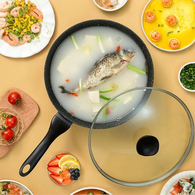 网易严选炒锅家用麦饭石涂层不粘锅小煎锅煎蛋电磁炉燃气灶通用