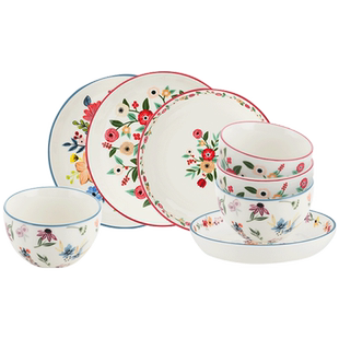 网易严选碗碟套装家用陶瓷餐具套装吃饭菜汤碗盘碟盆创意组合4只