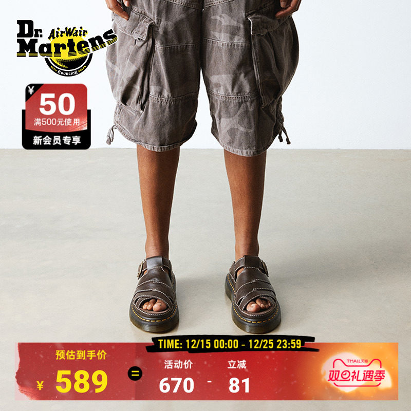 Dr.Martens马丁博士Maxxy Slide2025新款复古小厚底外穿拖鞋凉鞋