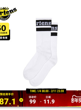 Dr.Martens马丁博士Athletic Logo Sock男女秋透气舒适黑色女袜子