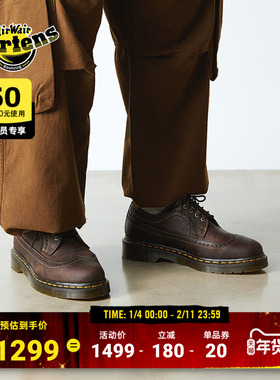 Dr.Martens马丁博士3989 YS新款爆款雕花黄车线疯马皮皮鞋单鞋