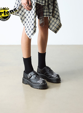 Dr.Martens马丁博士Monk Quad SF新款爆款时尚刺绣小厚底皮鞋单鞋