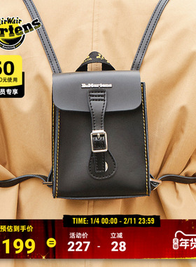 Dr.Martens马丁博士Micro Backpack英伦男女秋季光面皮黑女双肩包