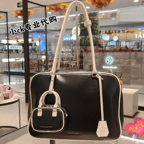 CHARLES&KEITH 25冬新CK2-30671861大容量托特波士顿保龄球包女包
