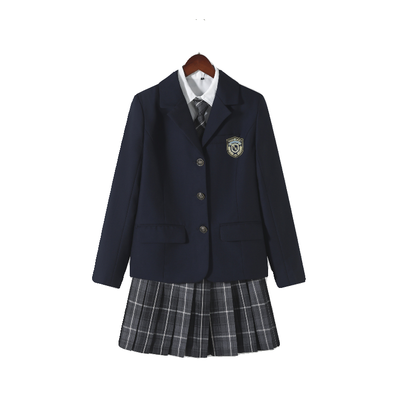 jk制服秋冬套装原创正版西装外套学生学院风黑色烟灰冈梨田校供