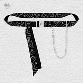 黑色腰果花布腰带男设计感小众潮流年轻人装 饰链条创意皮带女古风