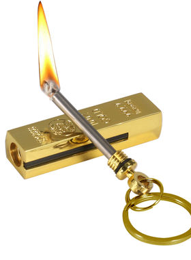 一辈子用不完万次火柴打火机锌合金金条点烟器防风防水钥匙扣户外