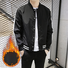 運動外套男新款男加絨加厚外套休閒立領時尚運動夾克