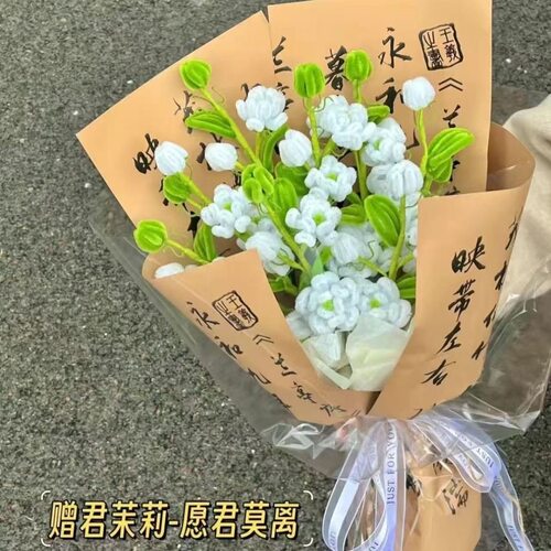 赠君茉莉 愿君莫离 成品茉莉花扭扭棒花束送男友礼物花束创意情人