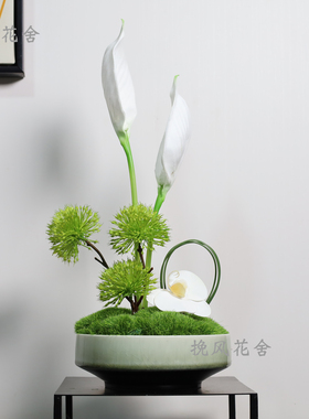 现代简约轻奢高端酒店餐厅桌面台花样板间仿真花艺售楼处洽谈桌花