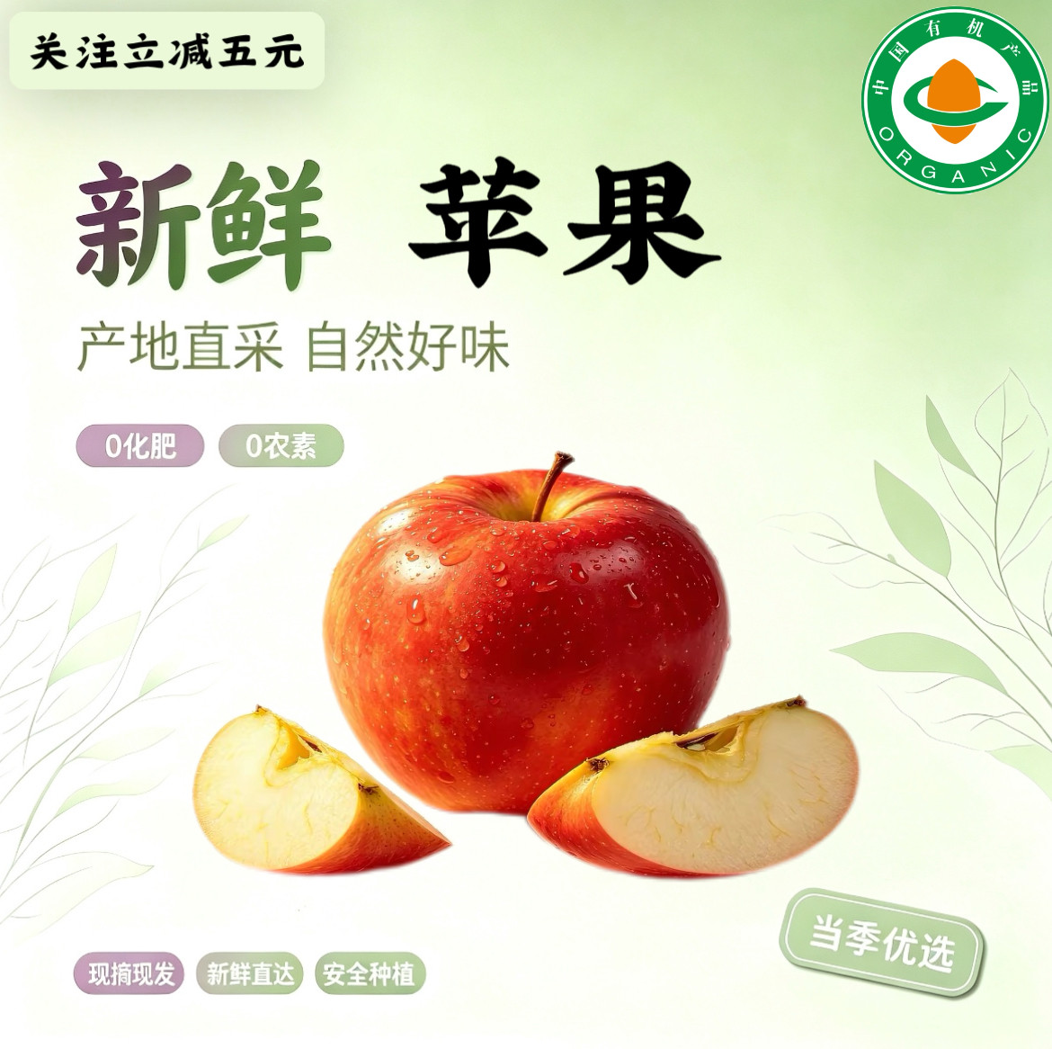 【苹果之都-烟台】有机红富士苹苹果