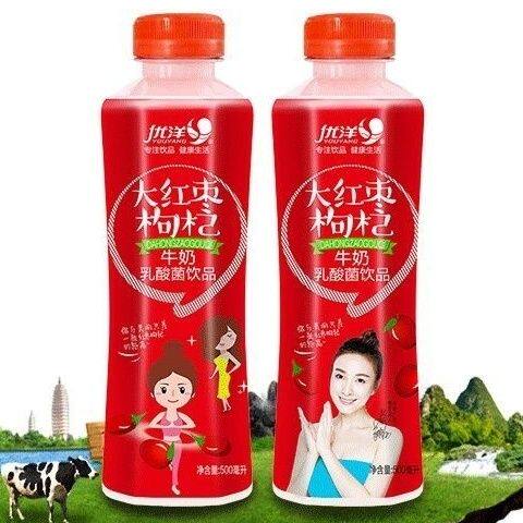 优洋红枣枸杞牛奶饮料500ML*15瓶大容量口味乳酸菌饮品甜牛奶饮品