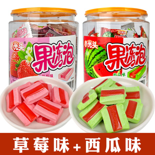 小光头果冻西瓜果味泡泡糖超软口香糖8090后儿童怀旧零食小卖部