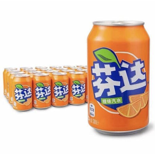 正品可口可乐芬达330ml罐装橙味听装汽水饮料碳酸饮料矮胖罐