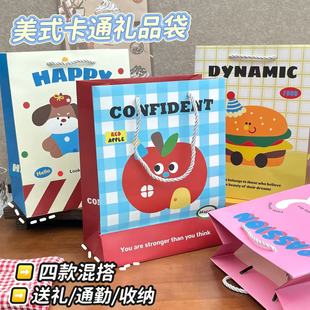 新款高颜值美式卡通礼品袋大容量加厚送礼收纳精致高级手提袋