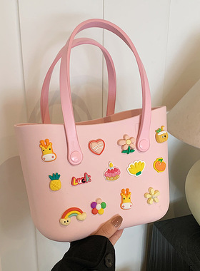 欧美eva沙滩包洞洞包月牙包女士手提袋买菜购物袋易清洗菜篮