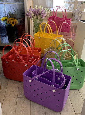 工厂直发EVA沙滩包洞洞包时尚旅行手提包户外菜篮子大容量沙滩包