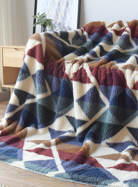 加厚加软北欧外贸原单秋冬季新品羊羔绒厚实柔软双层复合保暖毛毯