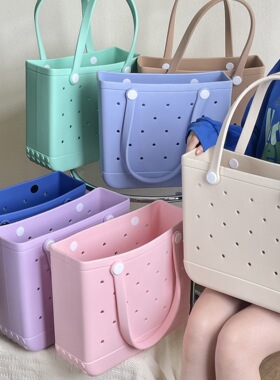 直销现货新款EVA包百搭配饰DIY洞洞卡通单肩手拎包海边沙滩包洞洞