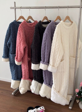 【原创实拍】加厚行走的大被子珊瑚绒睡袍冬季睡衣保暖居家服睡裙