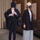 欧货气质休闲西装 双排扣西服 中长款 外套女2025年春秋新款 宽松时尚