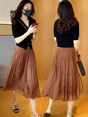 2026夏季 温柔流光亮丝雪纺半身裙高腰长裙仙女裙子潮琉璃纱 新款