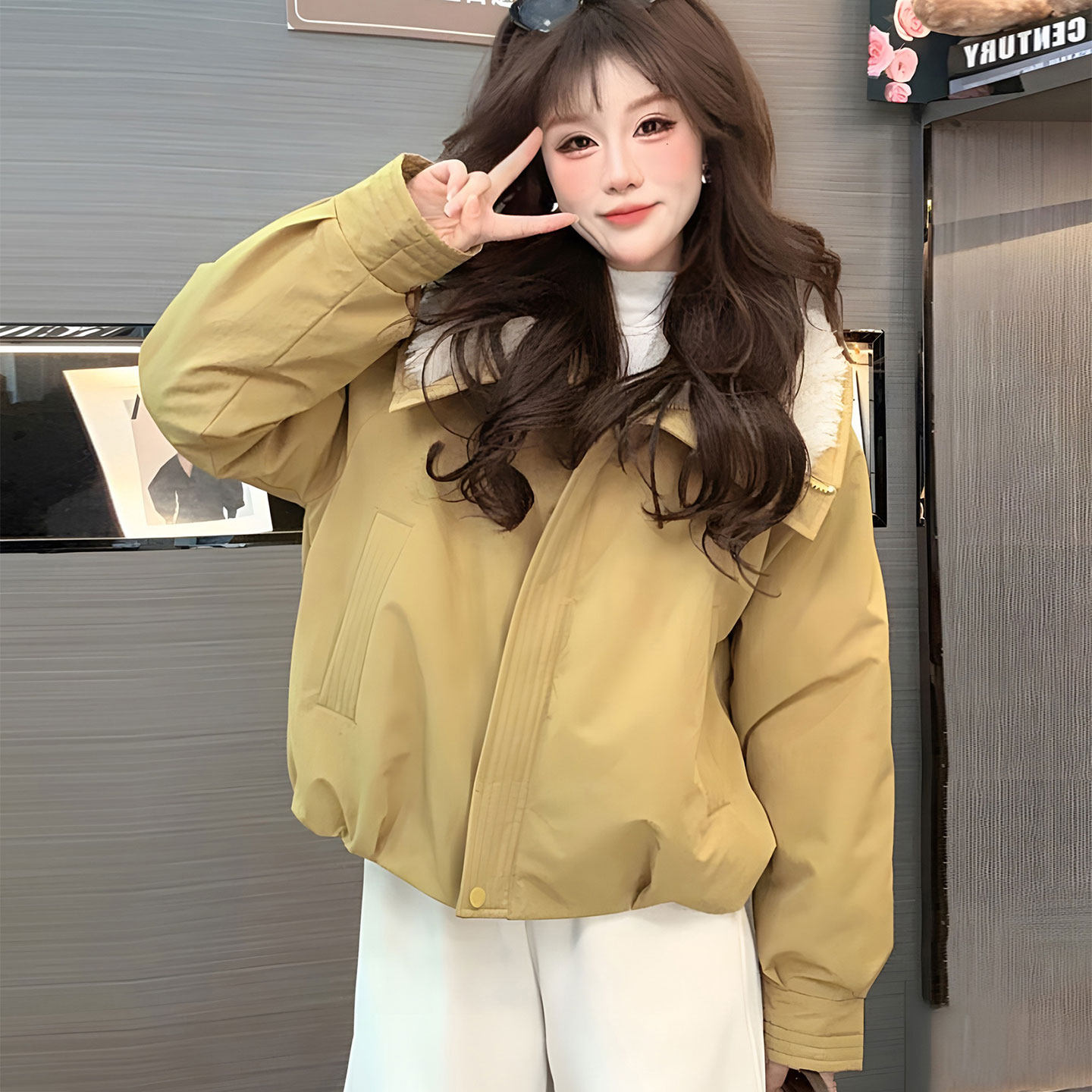 工装夹克冬季加绒厚女短款外套仿羊羔毛翻领派克服小个子2025韩版,女装/女士精品,短外套,淘宝优惠券,粉丝福利购,淘宝优惠卷