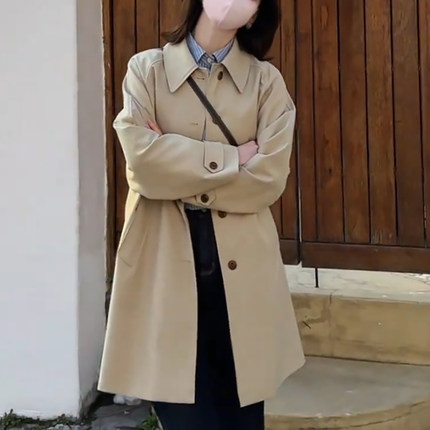 中长款卡其色风衣外套女2025新款春秋小个子高级感超好看韩系日系