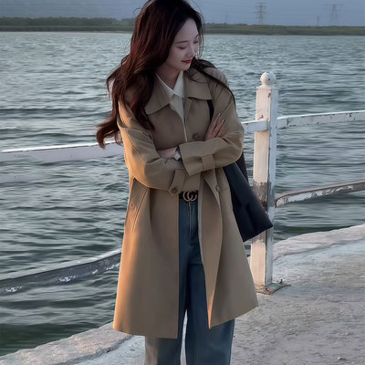 卡其色风衣外套女中长款早春秋今年流行小个子高级感薄款休闲大衣