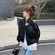 宽松显瘦百搭短款 韩系chic春季 新款 立领PU皮衣夹克外套女机车上衣