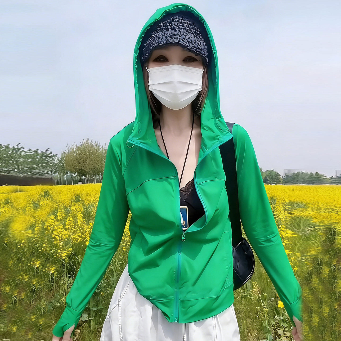 冰凉爽高弹连帽防晒衣女2025夏季新款时尚休闲户外旅游速干短外套