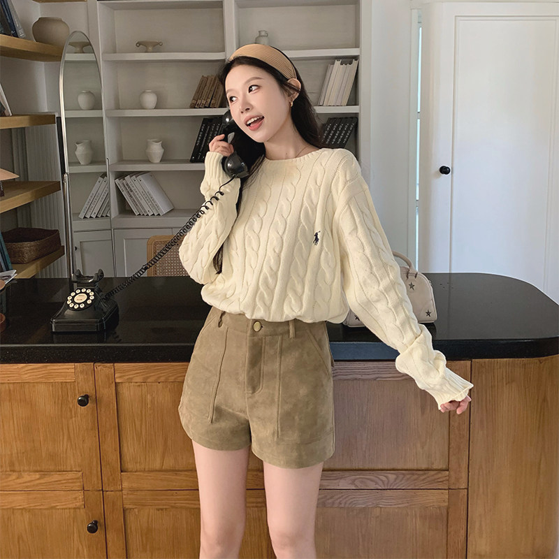 卡其色高腰阔腿短裤女2025秋冬新款百搭加厚靴裤宽松显瘦直筒裤,女装/女士精品,休闲裤,淘宝优惠券,粉丝福利购,淘宝优惠卷