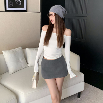 灰色短裙低腰百搭防走光半身裙