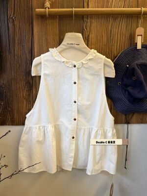 日系文艺花边领前后两穿无袖背心马夹