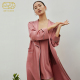 3期免息I丝侬中式 薄春夏斯颜 真丝睡袍睡衣女新娘婚礼晨袍红色长款