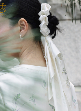 丝侬真丝发圈大肠头绳 高级长飘带桑蚕丝方巾发饰 丸子头不伤发